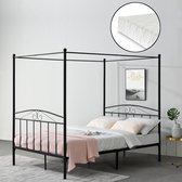 Metalen hemelbed Lahti zwart met matras 140x200 cm