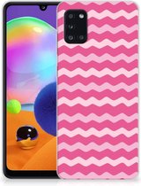 Bumper Hoesje Geschikt voor Samsung Galaxy A31 Smartphone hoesje Waves Pink