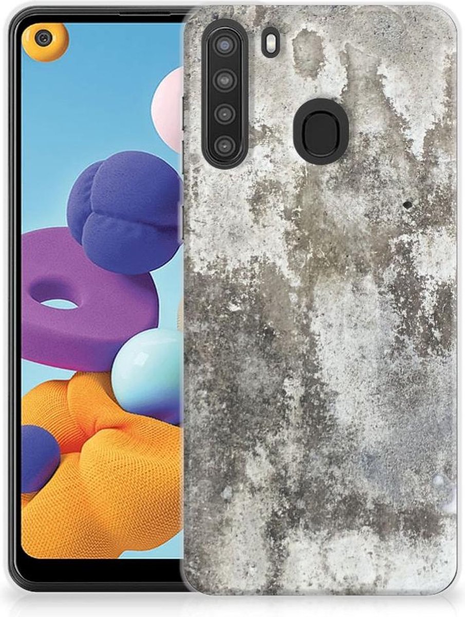 Samsung Galaxy A21 TPU Siliconen Hoesje Beton Print