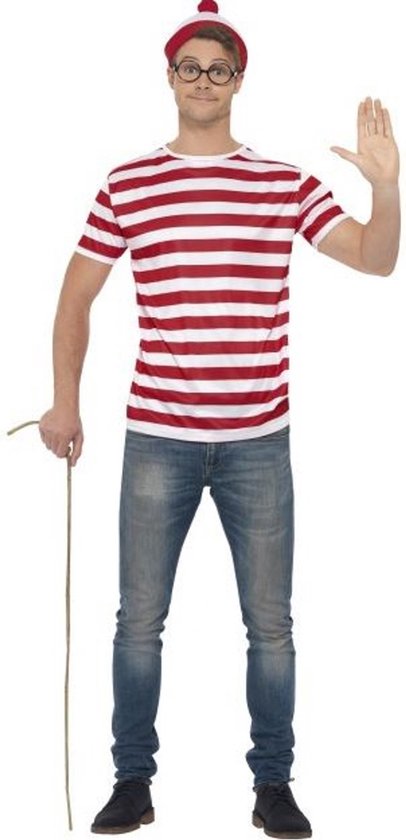 Wheres Wally Kit Red & White with T-Shirt Hat & Glasses