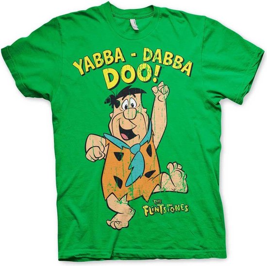 The Flintstones Heren Tshirt -L- Yabba-Dabba-Doo Groen