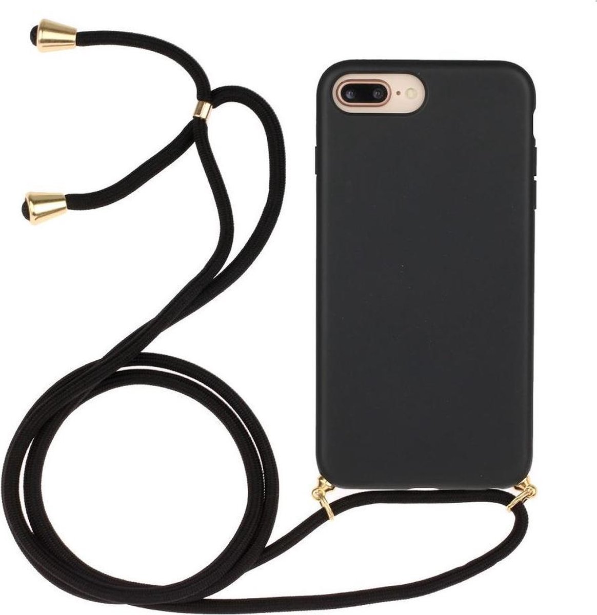 Hoesje Geschikt voor Apple iPhone 6 Plus / 6S Plus / 7 Plus / 8 Plus met Koord Zwart