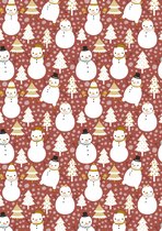 Kerst inpakpapier papier Sneeuwpop  Brique - Vellen: Gevouwen 50x70 - 250st