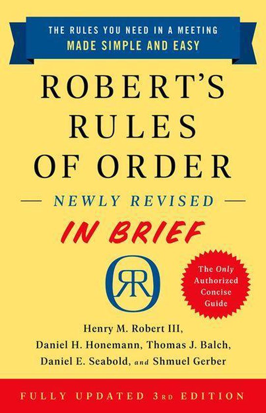 Robert's Rules of Order Newly Revised In Brief, 3rd edition - cover