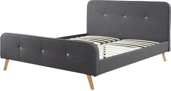 GAMMA Volwassen Scandinavisch bed in grijze stof - Bedbodem inbegrepen - B  140 x L 190 cm | bol.com