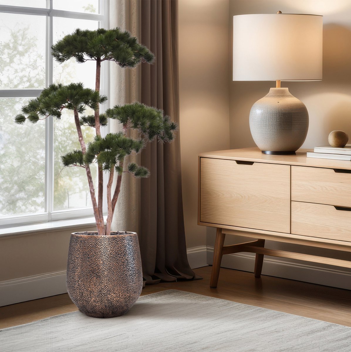 maxifleur Kunstplanten Pinus Kunst Bonsaiboom Deluxe 150cm Groen