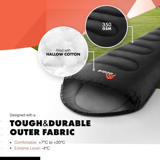 Slaapzak 350 g/m² lichtgewicht-waterproof 4 seizoenen kamperen-wandelen buitenshuis-slaapzak volwassenen-kinderen — afbeelding 3