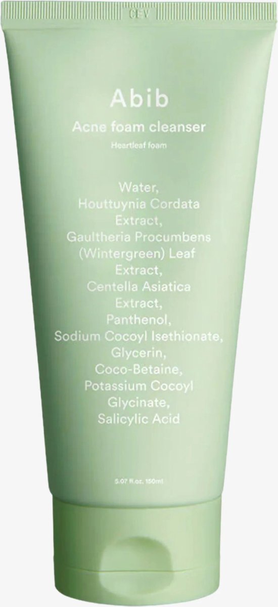 Goedkoopste Abib Acne Foam Cleanser Heartleaf Foam - Centella Asiatica Extract - Glycerine - Salicylzuur - Mild Acidic pH Exfoliator 150ml - Popular Korean Skincare Cleansing