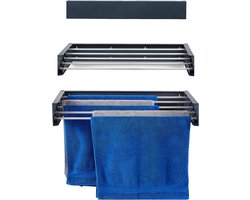 Foxydry Hide 71 cm - Droogrek wandmontage - Intrekbare waslijn voor aan de muur - Kleur Antraciet - 71 x 35 x 13 cm