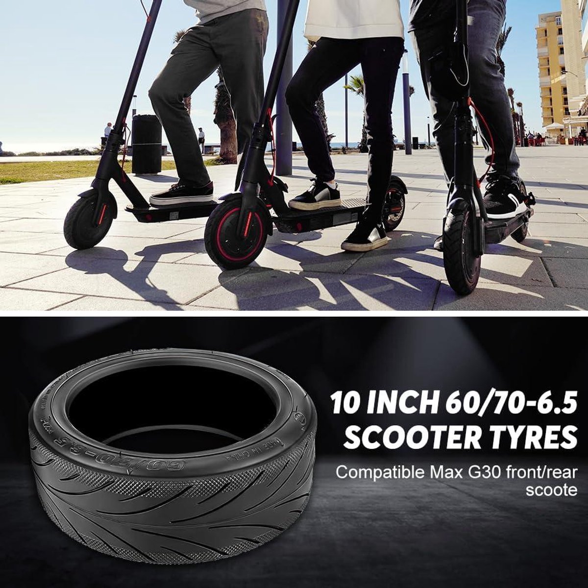 60/70-6.5 antislip vervangende massieve rubberbanden – Slijtvast, tubeless banden met ventiel, compatibel met Segway Ninebot Max G30 – foto 4