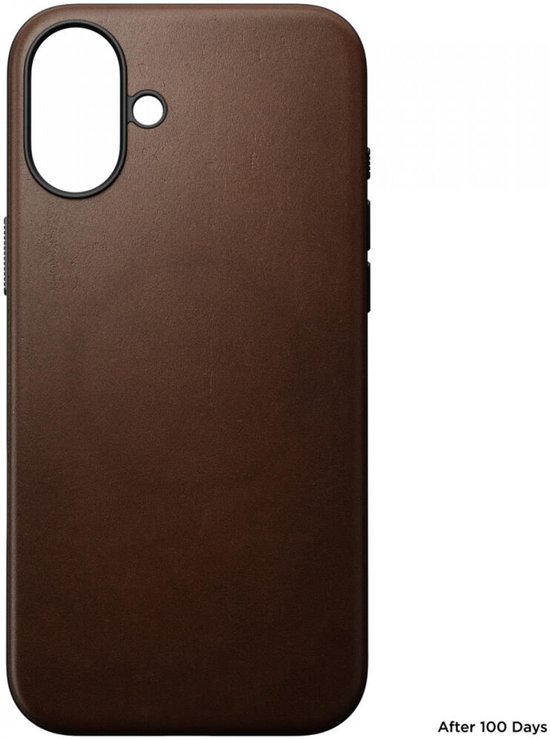 Coque Nomad adaptée à Apple iPhone 16 Plus | Étui en cuir moderne | Compatible avec MagSafe et le chargement sans fil | Couverture arrière en Cuir véritable | Marron