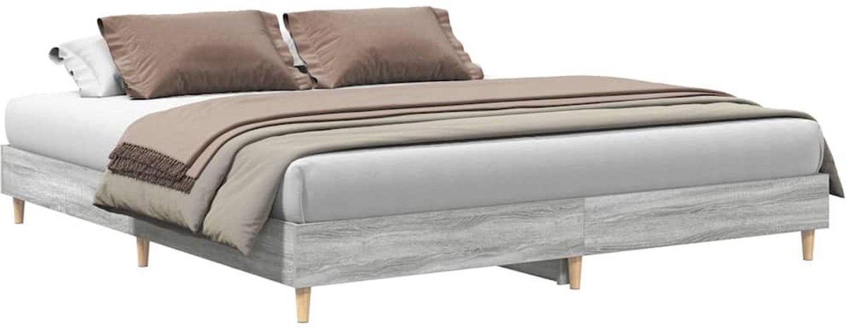 vidaXL - Bedframe - zonder - matras - 160x200 - cm - spaanplaat - betongrijs