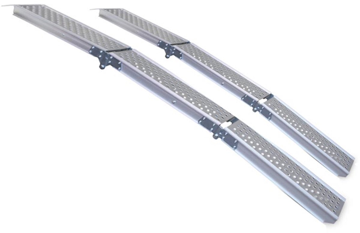Goedkoopste Datona® - Aluminium oprijplaat compact twee keer inklapbaar - 195 cm - 2 stuks