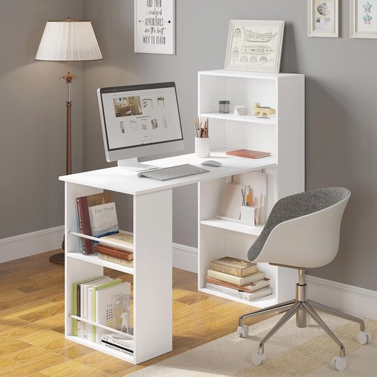 CARO-Möbel Eckschreibtisch Diego mit Sideboard schwarz - 4 Ablagen, 1 Schublade, eckige Form, praktisches Design, für Büro oder Homeoffice ideal für kleine Räume