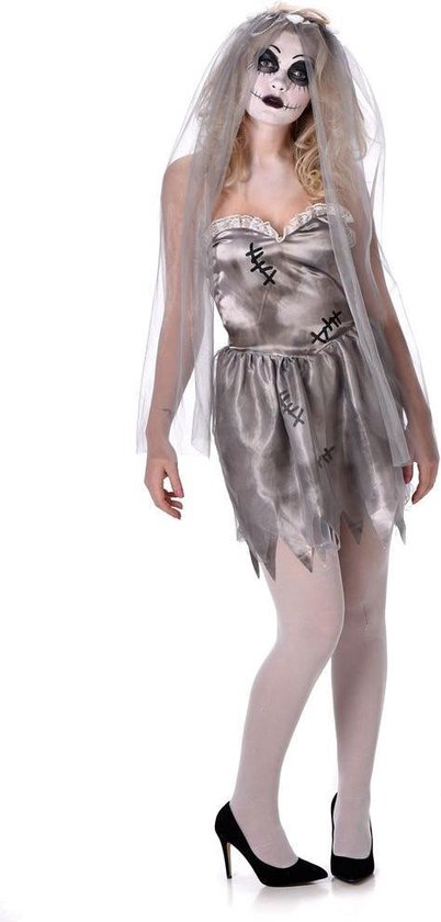 Karnival Costumes Bruid Halloween Kostuum Dames Halloween Kostuum Volwassenen Carnavalskleding Dames Carnaval - Polyester - Maat L - 2-Delig Jurk/Sluier