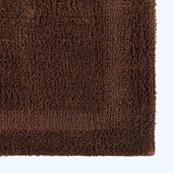 Detail van de textuur van een bruine badmat