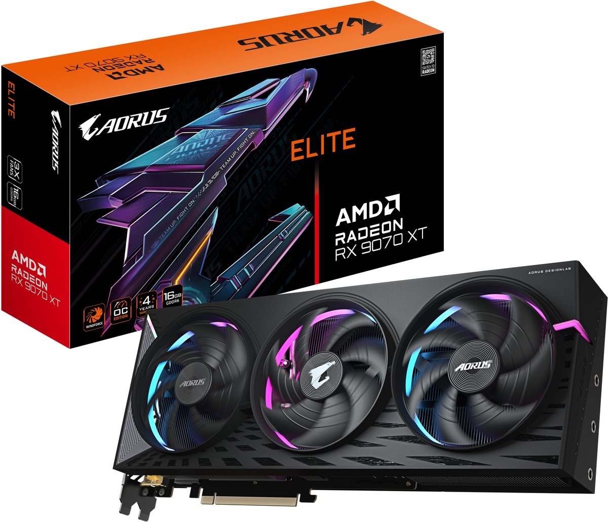 GIGABYTE AORUS Radeon RX 9070 XT ELITE 16G grafische kaart