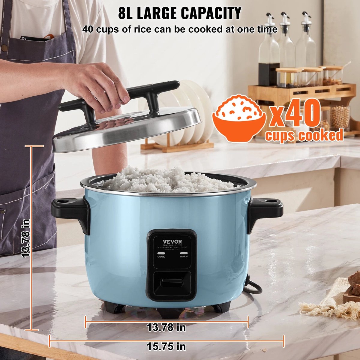 Rijstkoker - Rijstkokers - Multicooker - Crockpot - Slow Cooker - 10L - met Aluminium Nonstick Binnenpan - voor Restaurant Buffet – foto 4