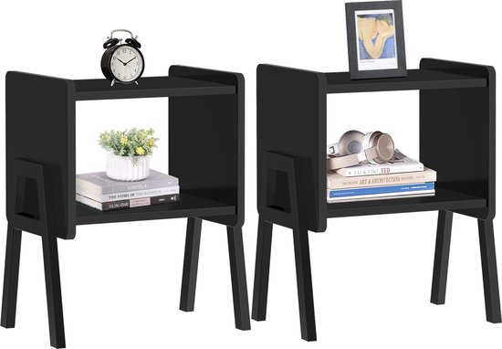 ACAZA Nachtkastje - Nachtkastjes - Bijzettafel - Nachtkastjes set van 2 - Nachtkastje Zwart - 37 x 37 x 45 cm (L x B x H) - Nachtkast - Industriële Nachtkast - Archiefkast - Kast - Kasten - Nachtkastjes Industrieel