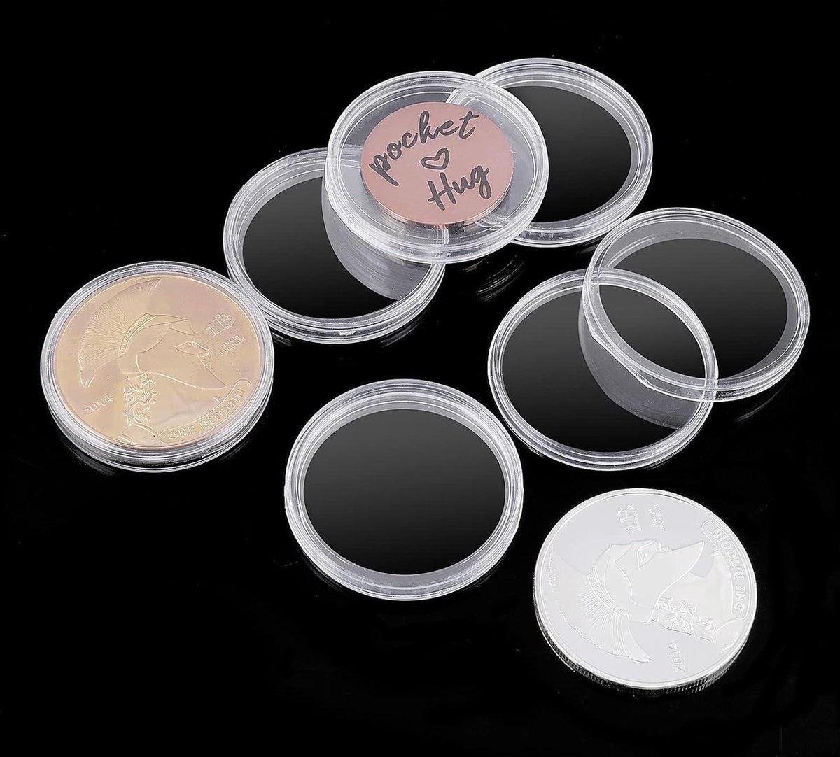 46 mm muntencapsules houder en beschermende pakking munthouder koffer met plastic opbergbox voor muntenverzamelbenodigdheden (30 stuks, 8 maten) Transparant