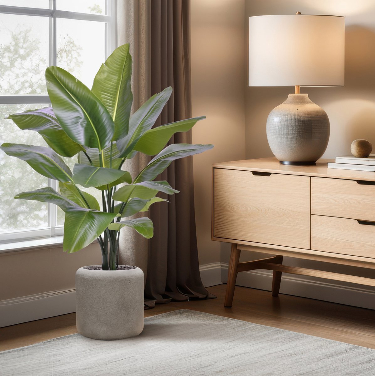 maxifleur Kunstplanten Strelitzia Nicolai XL Kunstpalm 125cm Groen