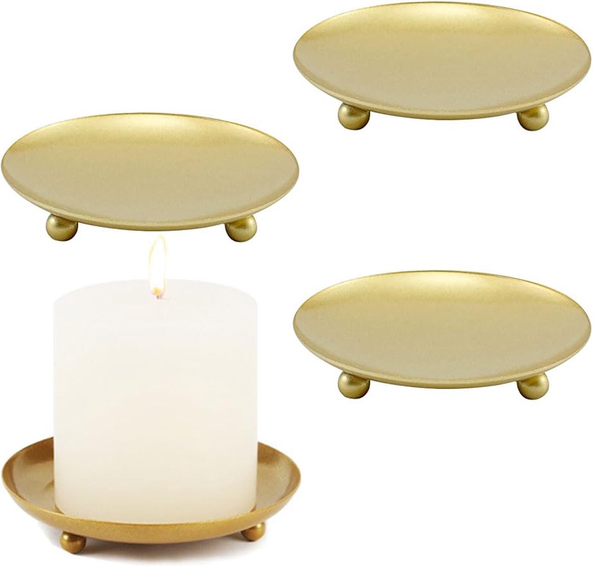 La'Moussawi ® Ronde Vintage Metalen Kaarsenhouderset van 4 Stuks voor Decoratie en Gebed