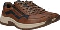 Paar bruine sneakers, schuin van voren gezien met rits.