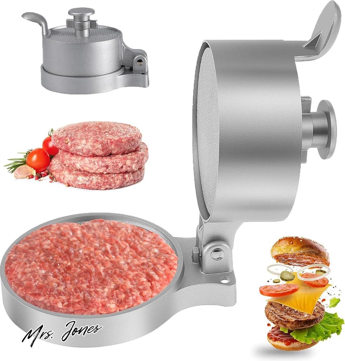 Mrs. Jones Hamburgerpers instelbare dikte pattievorm 11 cm lekkere hamburgers vlees .