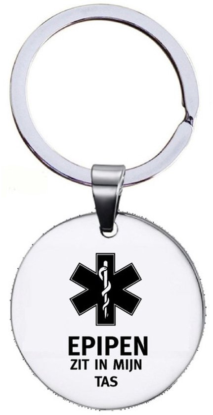 Sleutelhanger | Rond | RVS | Zilver | Epipen