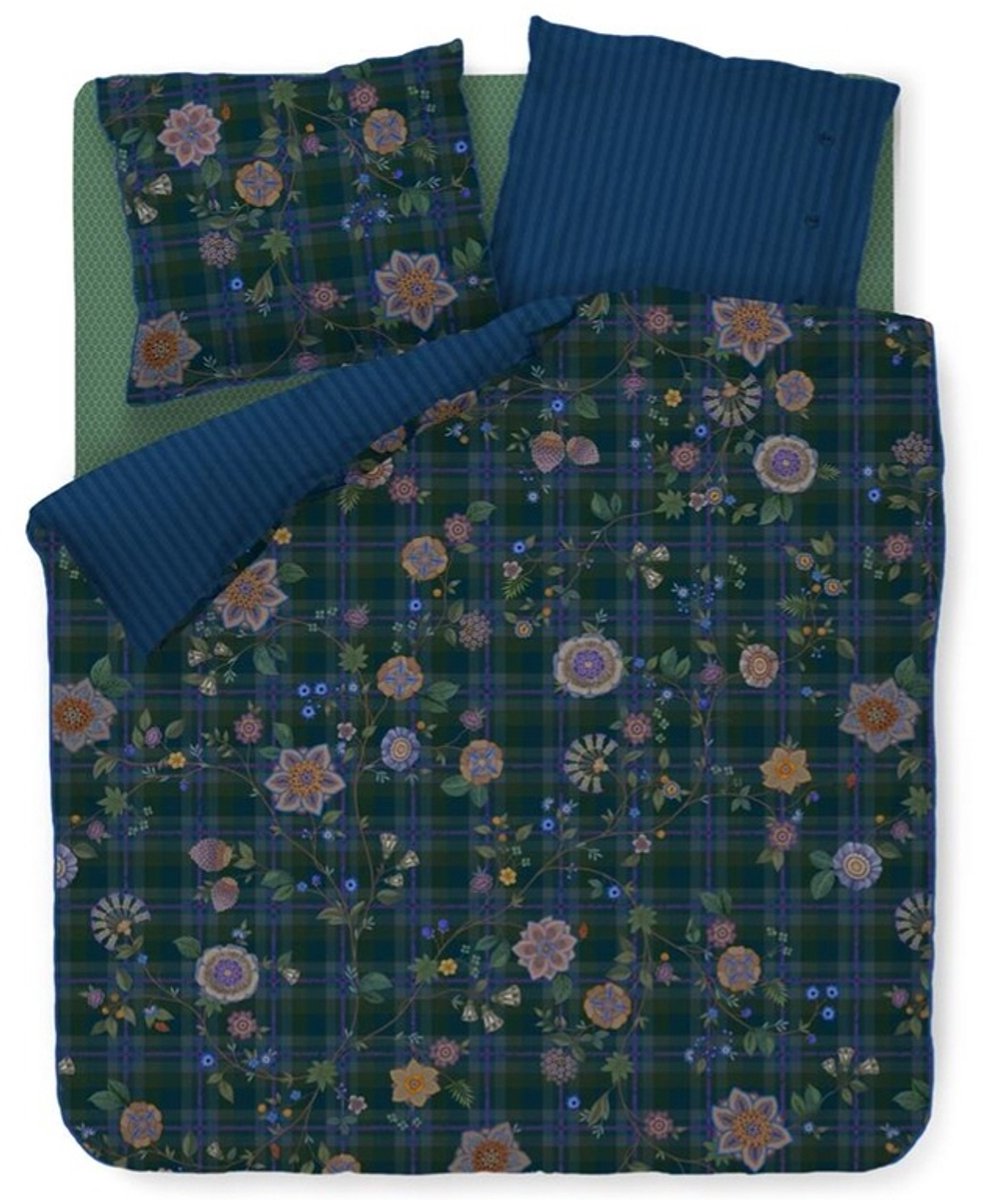Pip Studio Flores Felices Dekbedovertrek - Eenpersoons - 140x200/220 cm - Donkerblauw