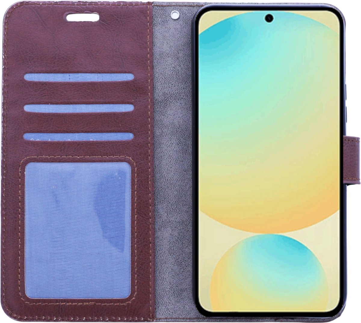 Portemonnee Book Case Hoesje Geschikt voor: Samsung Galaxy S24 FE - Donker Bruin