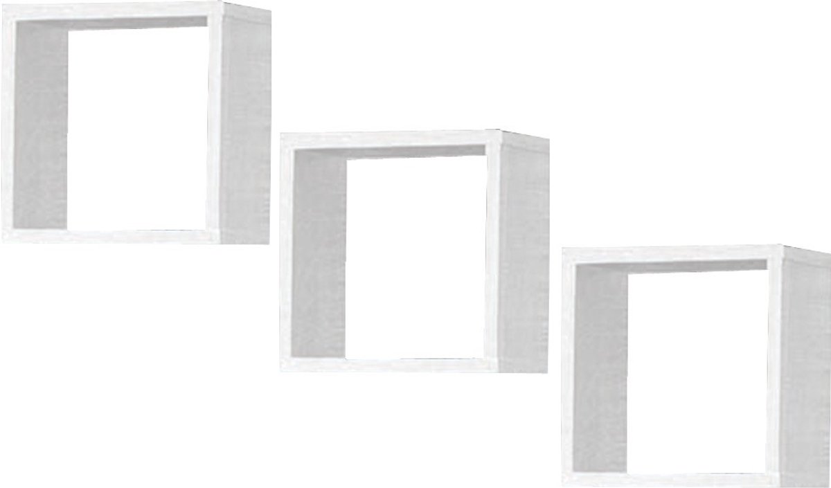 Wandplankenset 25x25 cm in Mat Witte Afwerking - Set van 3| Laminaatbeplating met ABS Rand| Eenvoudig Zelfmontage