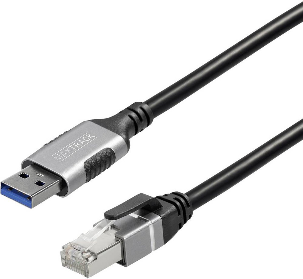 Maxtrack USB 3.2 Gen 1 (USB 3.0) / RJ45 Netwerk Adapter CAT 6 [1x USB 3.0 - 1x RJ45-stekker] 2 m Zwart