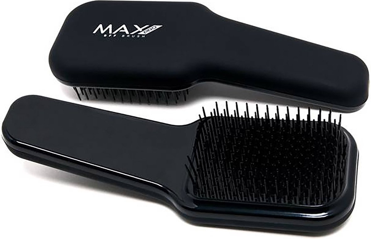Bol.com Max Pro BFF Haarborstel Zwart - Anti Klit - Detangler Brush - Wet Brush - Haarkam - Alle Haartypes - Stimuleert Hoofdhui... aanbieding