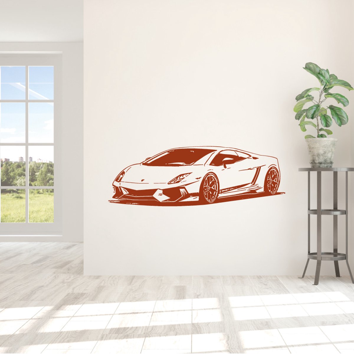 muursticker Sportcar - Wit - 160 x 54 cm baby en kinderkamer - voertuig muurstickers woonk