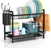 Égouttoir à vaisselle de Cuisine Unyqoos ® avec porte-couverts et bac d'égouttage amovible