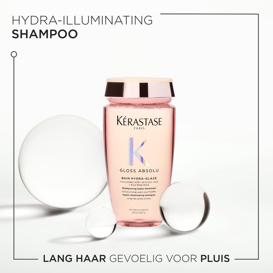 Kérastase Gloss Absolu Anti-Frizz Duo + Cadeau - Shampoo 250ml & Conditioner 250ml + Shampoo 80ml cadeau - Voor Lang Haar Gevoelig voor Pluis - Met Hyaluronzuur
