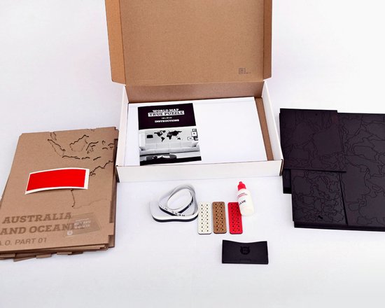 MiMi Innovations Carte du Wereldkaart en Bois de Luxe - Décoration Décoration murale - Véritable Puzzle avec Noms de Pays - 150x90 cm/59.1x35.4 pouces - Zwart