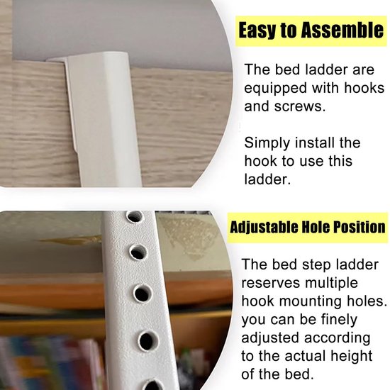 Vervanging korte RV stapelladder ladder, wit metalen stapelbed ladder