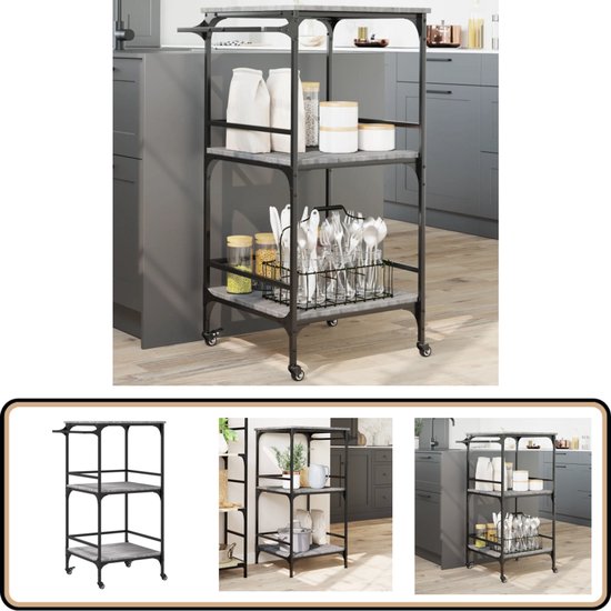 vidaXL Keuken Trolley Artisan Eiken 53 x 20 x 76 cm Bewerkt hout