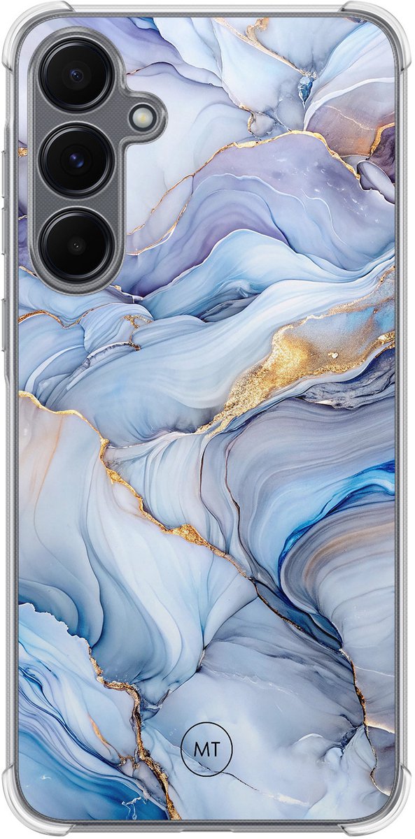 Hoesje (shockproof) geschikt voor Samsung Galaxy A55 - Lavender dream - Extra sterke case - TPU/polycarbonaat - Marmer - Paars, Transparant