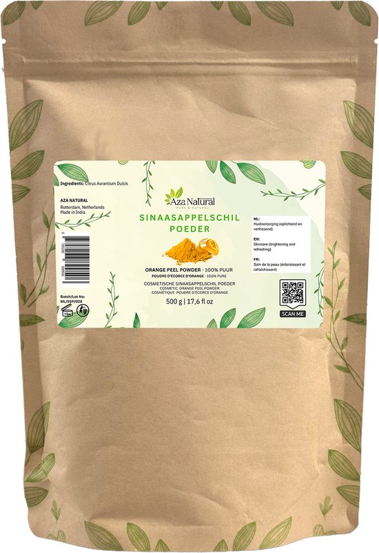 Sinaasappelschil Poeder 100g – 100% Natuurlijk Orange Peel Powder – Verhelderend Gezichtsmasker & Huidverzorging – Premium Kwaliteit