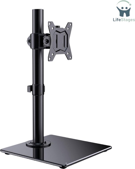 In Hoogte Verstelbare Monitorarm Voor 13-27 Inch Schermen – Draaibaar, Kantelbaar, VESA 75x75/100x100 Mm, Max 10 Kg, Ultraslim Design