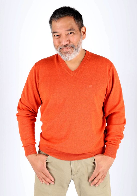 Pull homme Redmond en coton - Col V- Orange