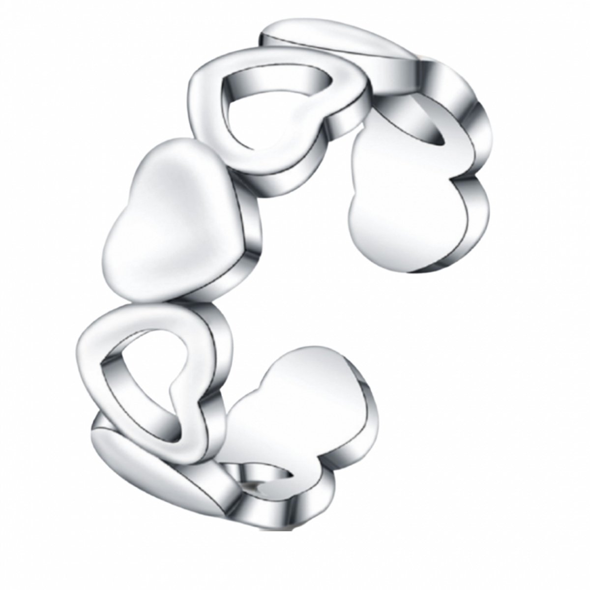 Zilveren -hartjes -ring -verstelbaar-Charme Bijoux