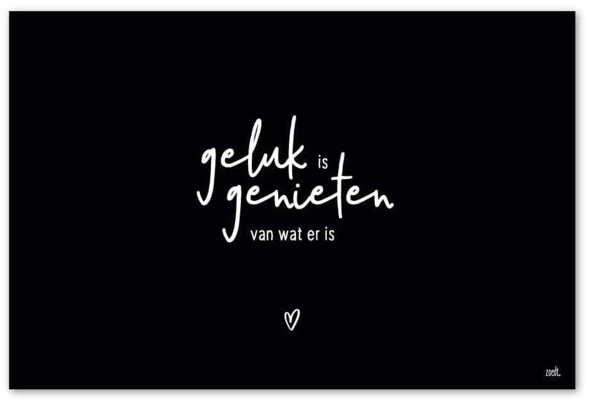 Zoedt Inductiebeschermer Zwart - ‘Geluk is genieten van wat er is’ 78x52cm - Beschermmat voor Inductiekookplaat - Anti-slip - Verkrijgbaar in 60x52cm, 78x52cm en 80x52cm