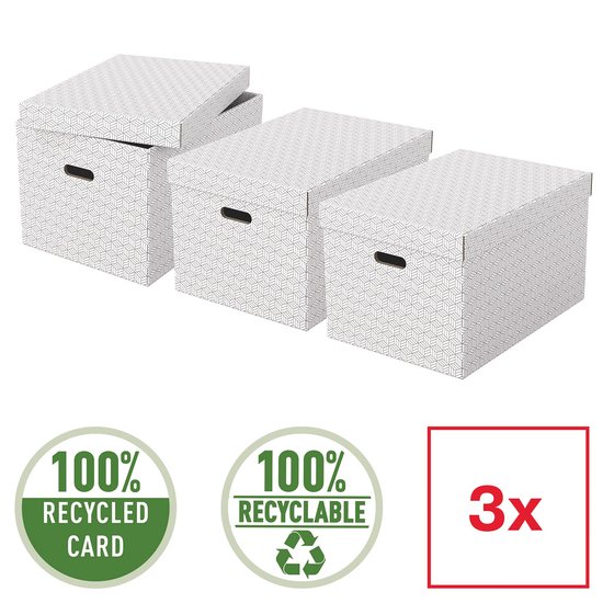 Esselte Home Grote Opbergdoos Grijs 355x305x510mm Set van 3