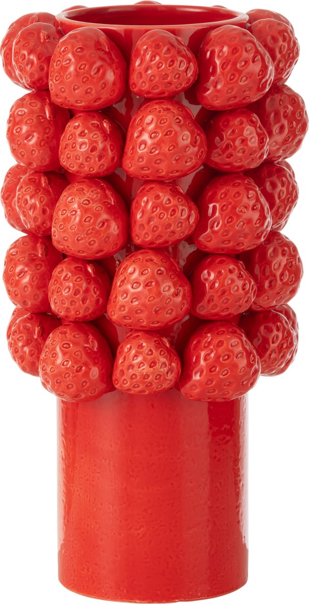 vaas Strawberries - keramiek - rood - large - 34.5 cm hoog