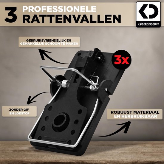 Professionele Rattenval - Efficiënt en Makkelijk Te Gebruiken - 3 stuks ...