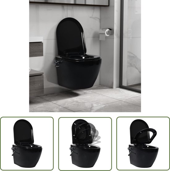 vidaXL Hangend toilet randloos keramiek wit - Grote Kadoshop